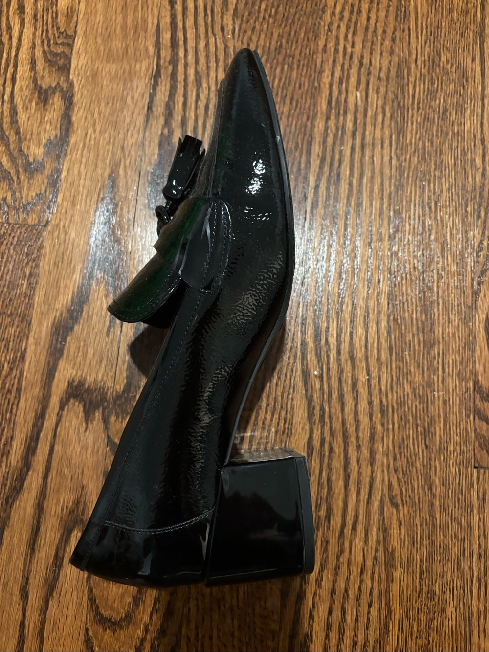 Donald Pliner Patent Leather Block Heel Loafers - Black worn once size 11